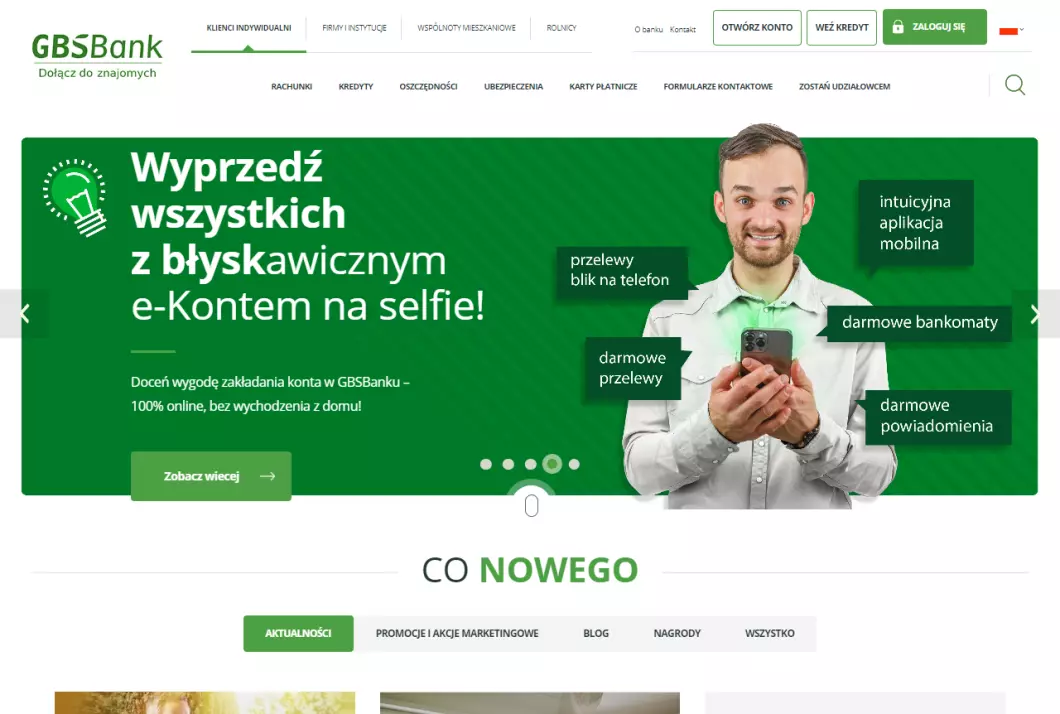 Zrzut ekranu strony GBSBank